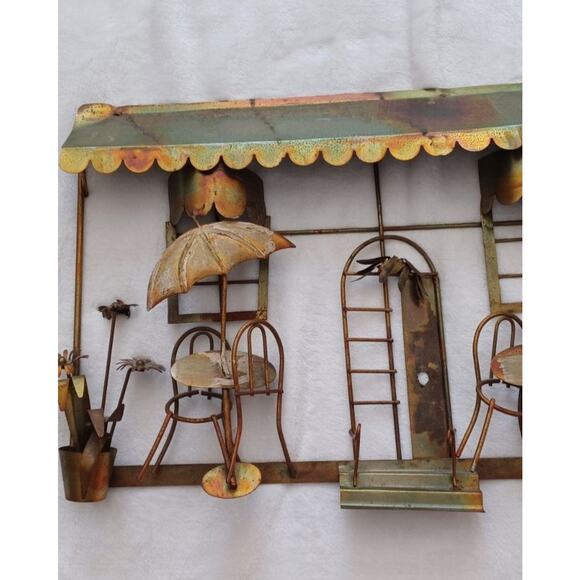 Vintage Metal Copper 3D Wall Art Decor Bistro Street Cafe Brutalist C Jere Style - Picture 5 of 6